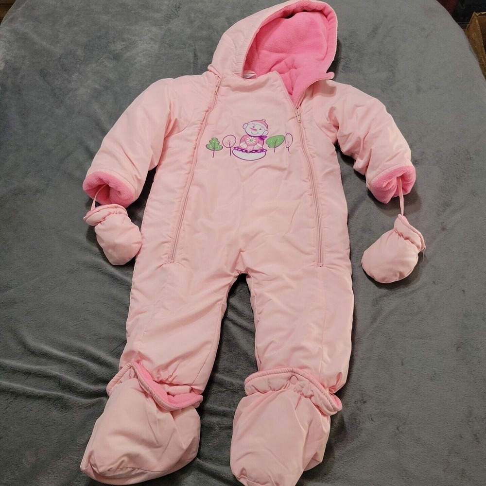 Okie Dokie Jacket Girl 24 Month 5 Piece Pink Outfit Full Zip Mitten Footed Coat